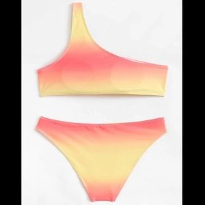 One shoulder ombré two piece